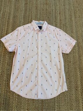 Marshalls Light Pink Short-Sleeve Button-Down with Navy Pineapple Print